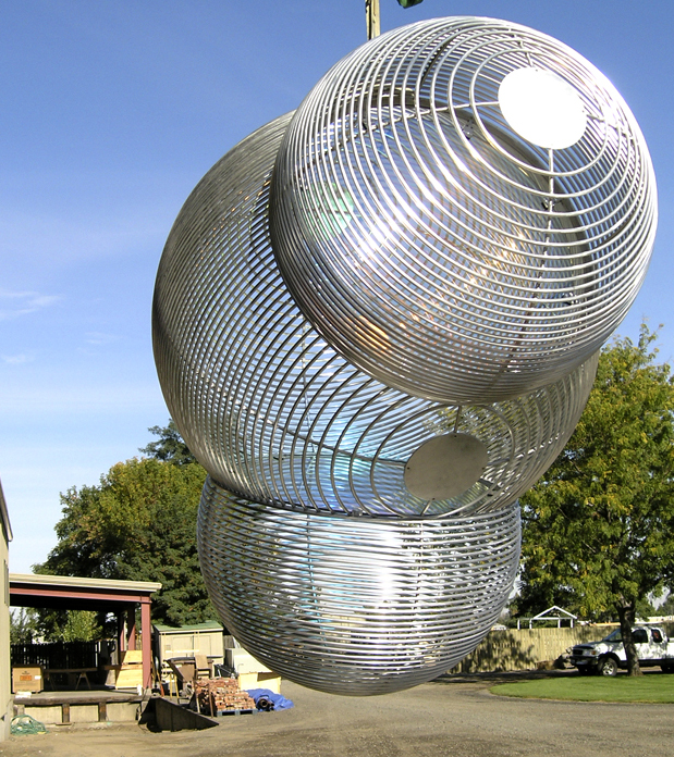 Molecule Curved Aluminum Art Sculpture at Winona State University