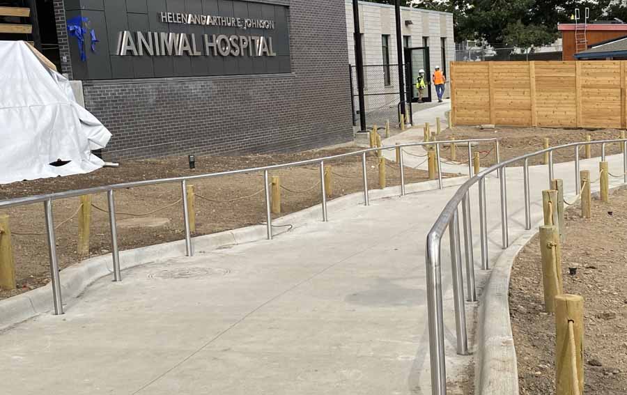 Curved Steel Handrail at the Denver Animal Hospital