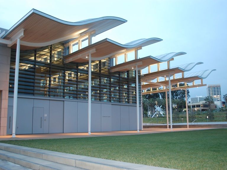 Newport Beach Civic Center Curved Canopies Side Profile
