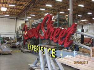 Fremont Street Experience Curved Steel Sign