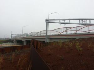 Curved Steel Pedestrian Bridge Woodburn, WA.