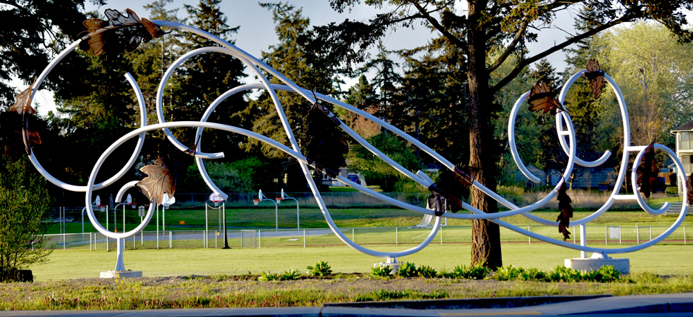 Curved Steel Oak Harbor Wind Sculpture