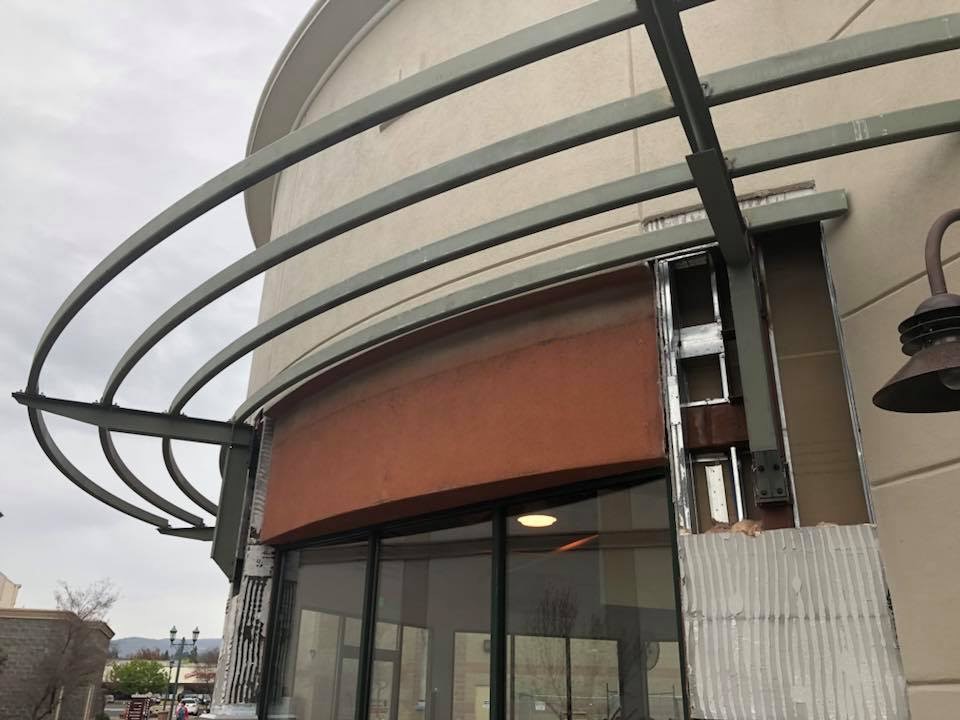 Curved Tube Steel Canopy at The Village at Medford Center