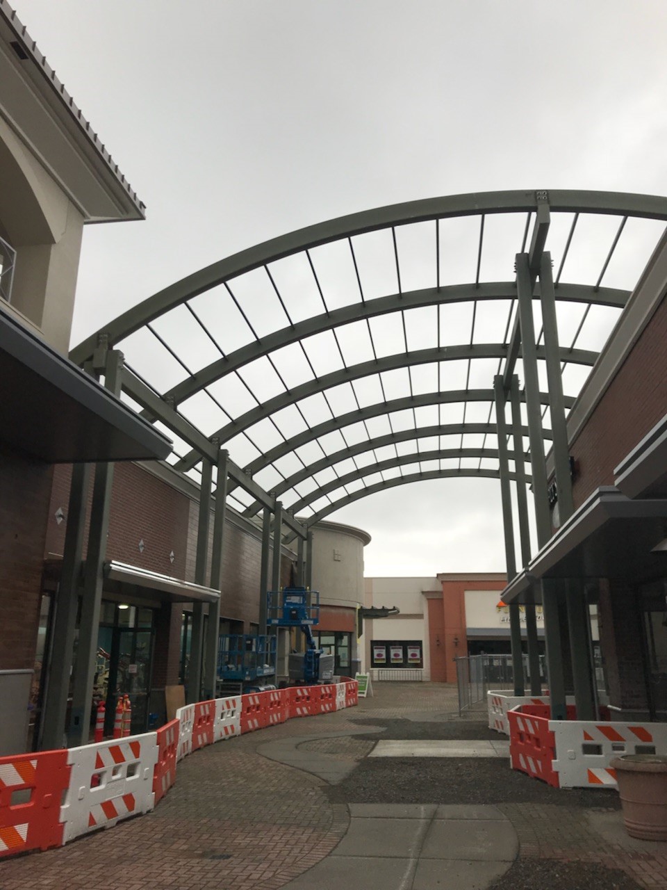 Curved Tube Steel Canopy at The Village at Medford Center