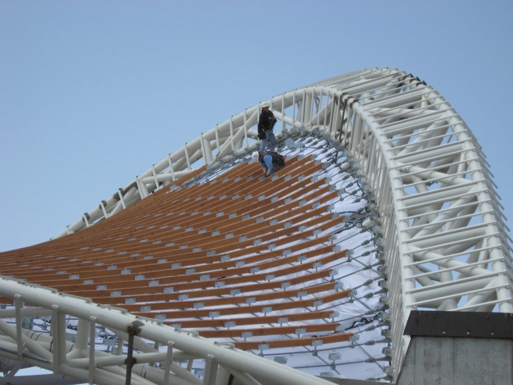 Sun Valley Music Pavillion in Sun Valley, ID. 220,000# of pipe rolled ranging from 10" Sch80 to 10" XXH