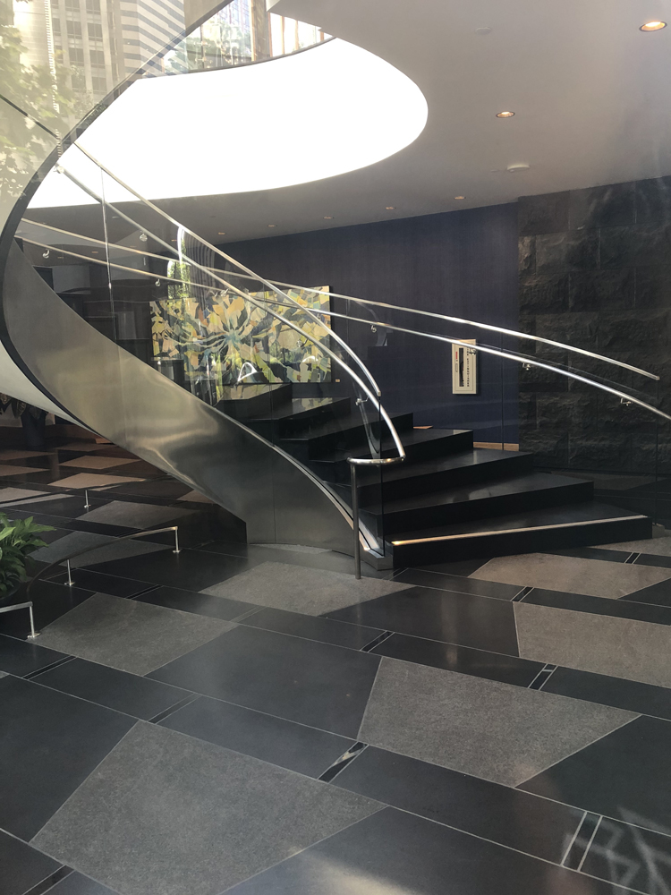 Steel Spiral Staircase in the Great Room at the Madison Center