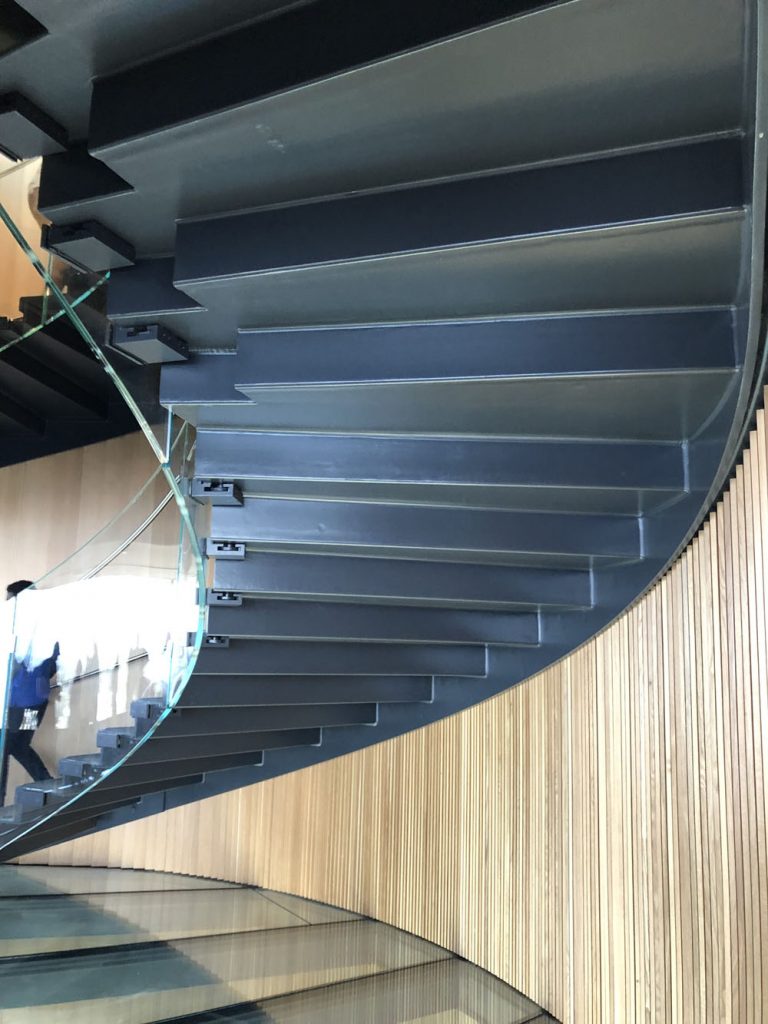 Backside view of spiral staircase at the Space Needle