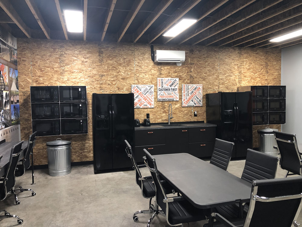 Refrigerator and Microwave Wall in Lunchroom at Albina Co., Inc.