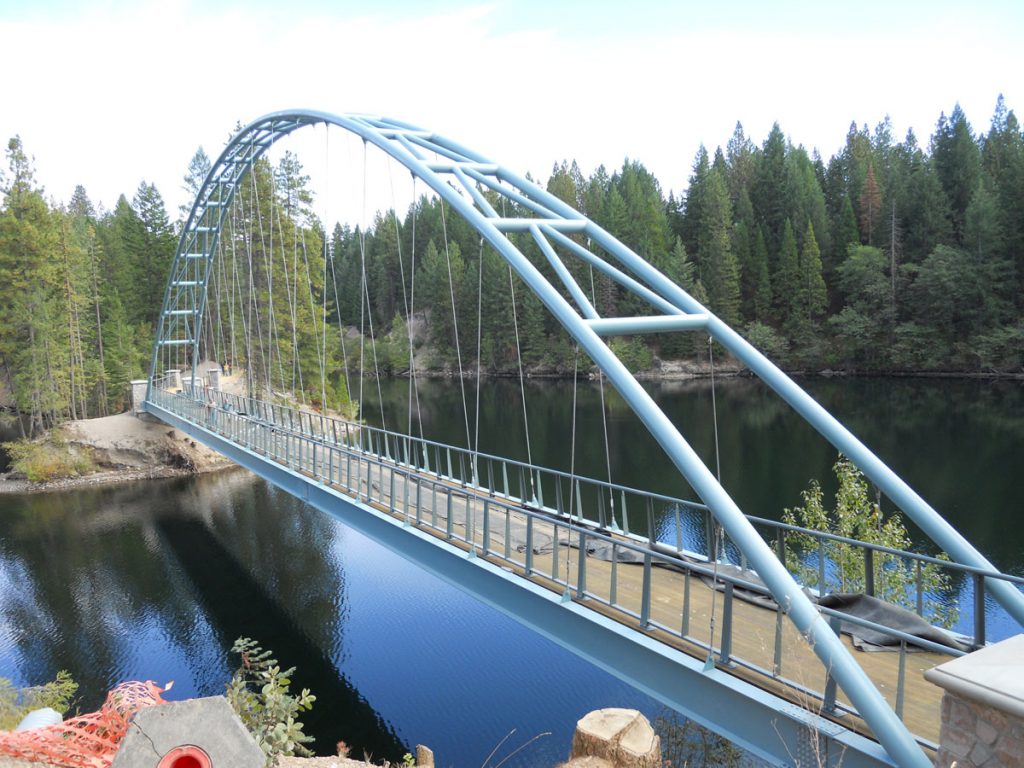 Curved Steel Wagon Creek Pedestrian Bridge Lake Siskiyou, California