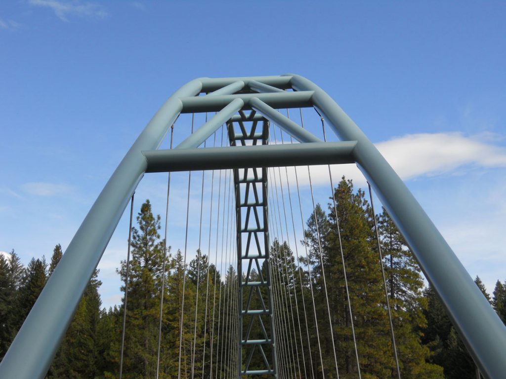 Curved Steel Wagon Creek Pedestrian Bridge Lake Siskiyou, California