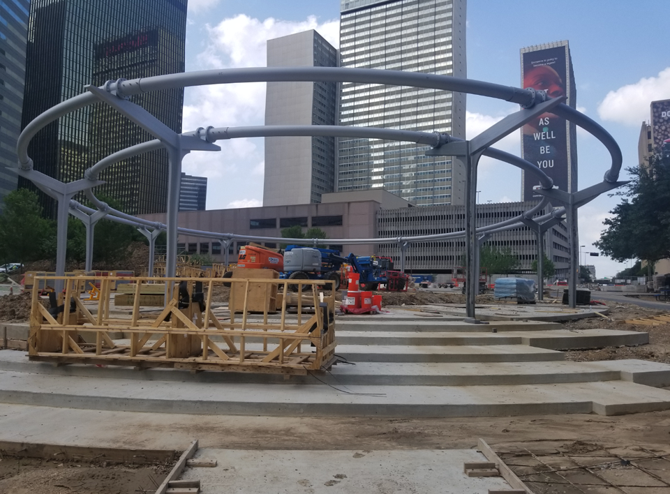 Curved Steel Canopy for the Pacific Plaza Pavilion in Dallas, TX