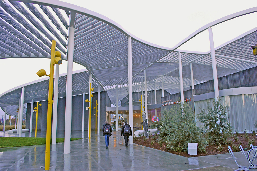 UC Davis Manetti Shrem Museum of Art Curved Steel Canopies Davis, CA.