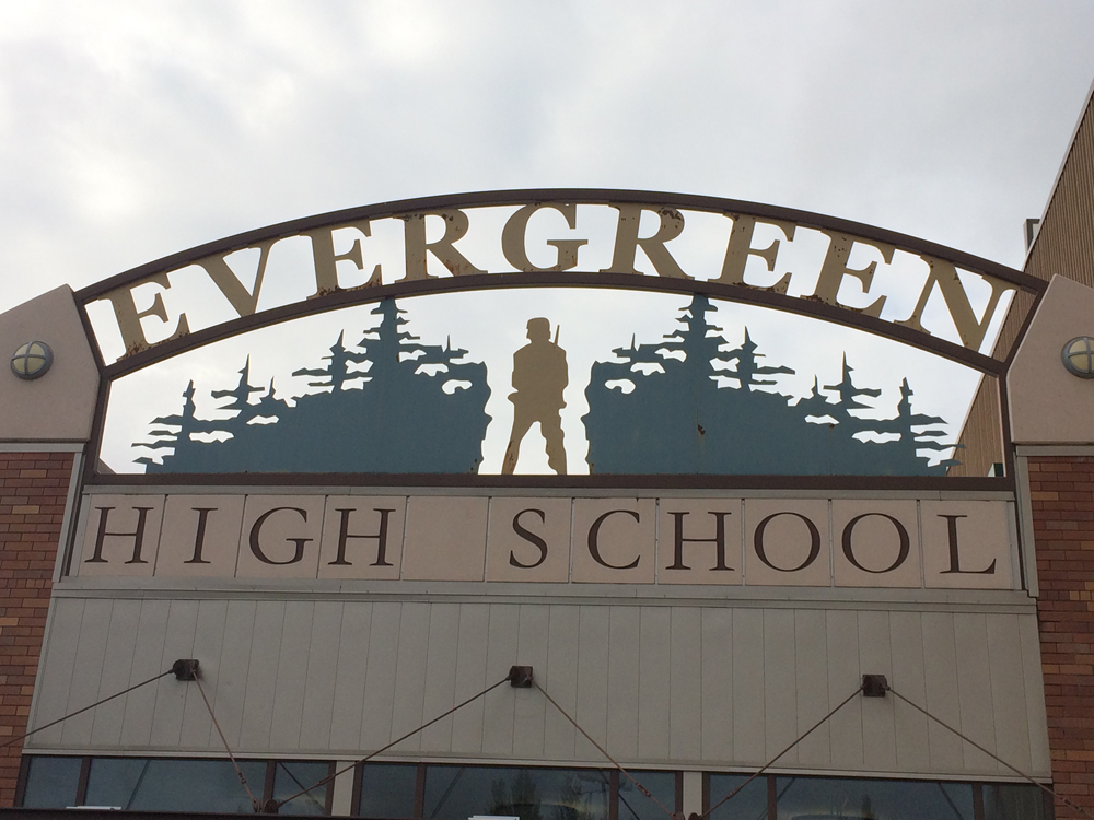Evergreen High School Curved Steel Sign Vancouver, WA