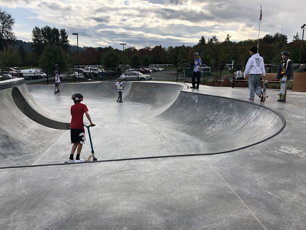 Curved Steel Supports for the Cement Skin and the Exposed Rails at the Sherwood Skate Park in Sherwood, OR