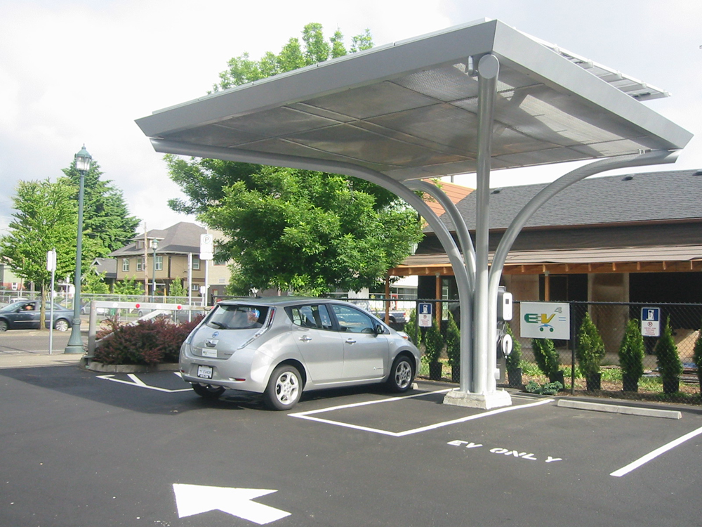Curved Steel Supports for Electric Car Charging Stations