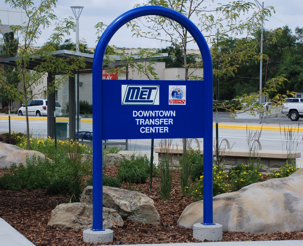 Curved Steel Sign for Billings MET Transfer Station