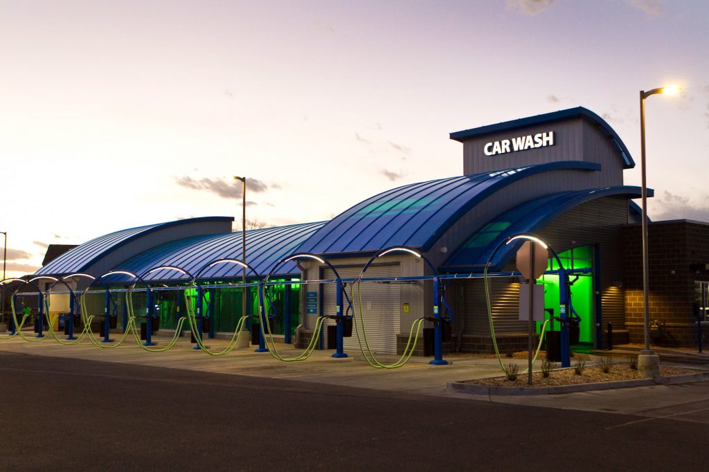 Living Waters Car Wash Showcasing Curved Steel Roof