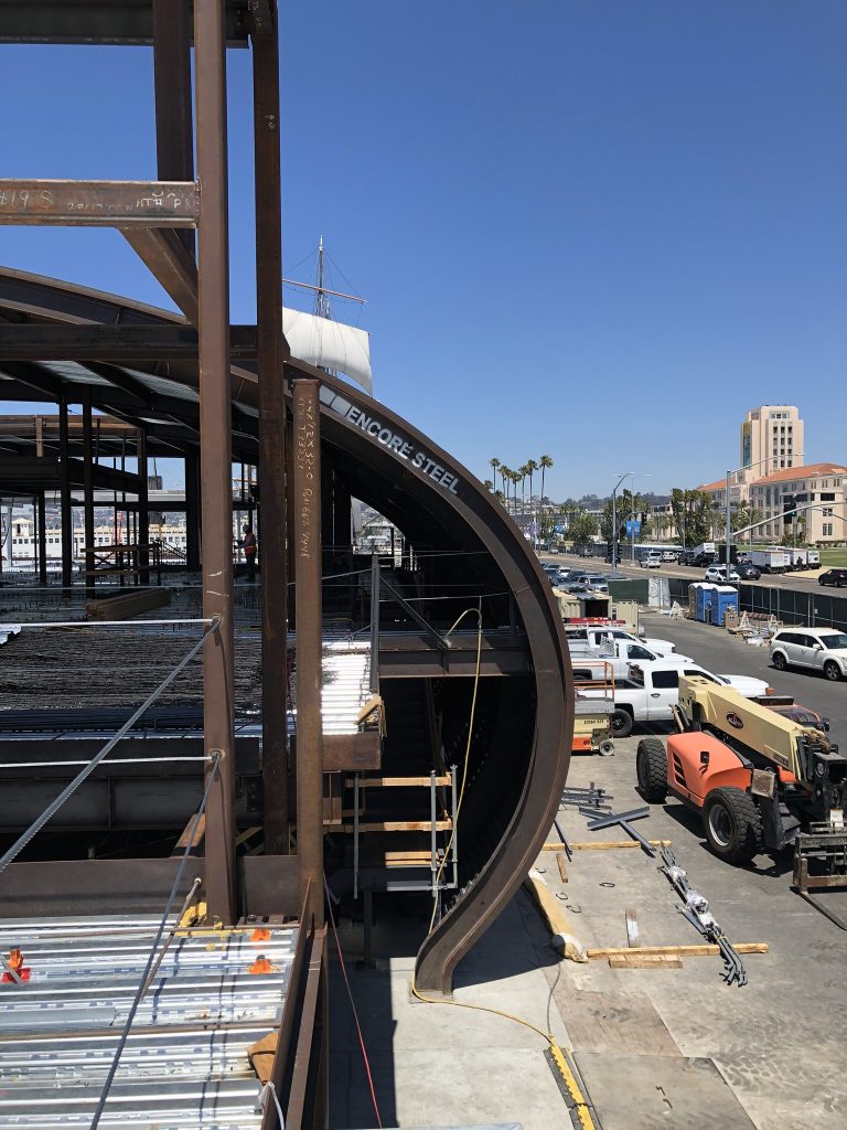 Curved Steel Exterior at Portside Pier Shopping Center