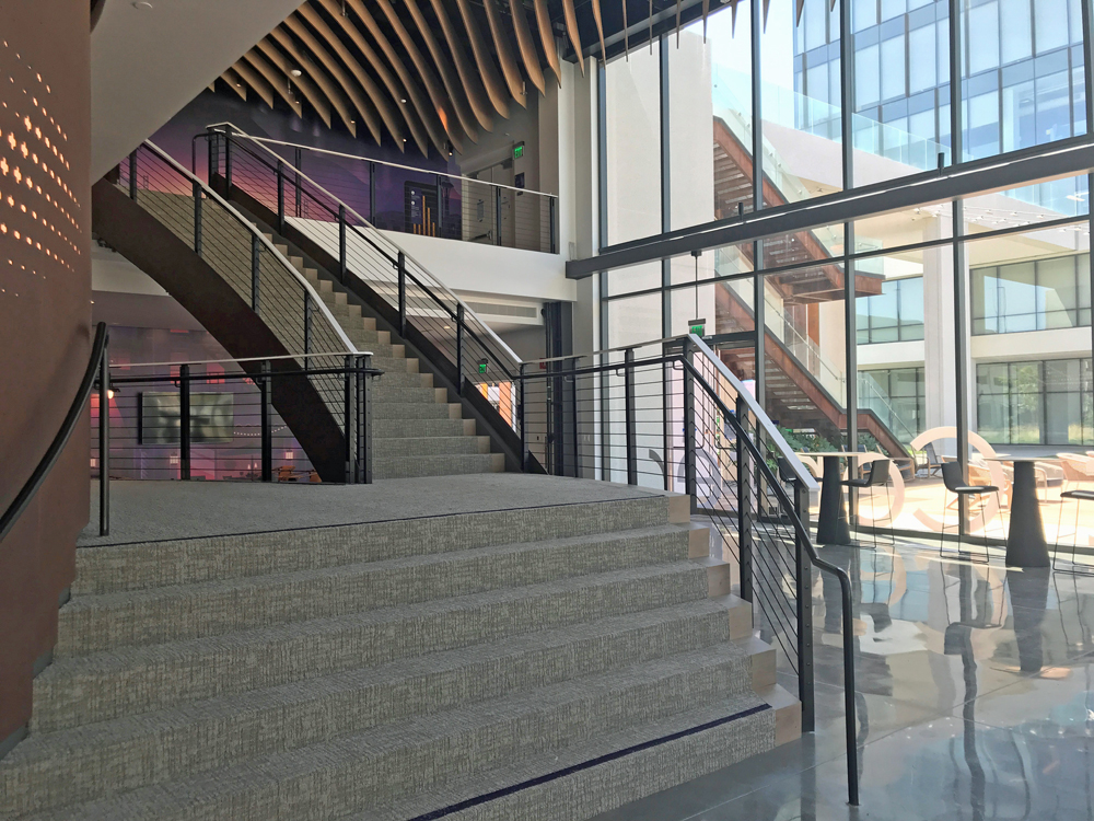 Signature Steel Spiral Staircase in the ROKU lobby at their San Jose Headquarters