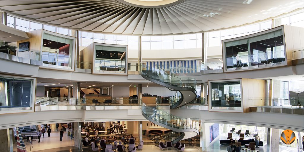 Steel Spiral Staircase in the Lobby of the American Airlines Headquarters 